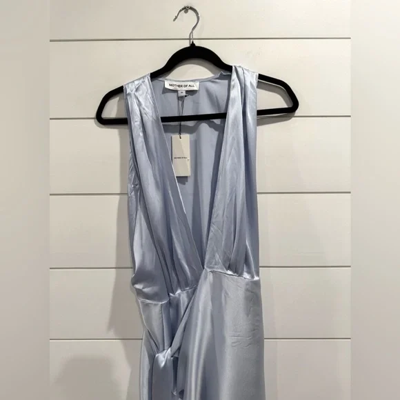 NWT Mother of All light blue Perry silk wrap dress - Picture 7 of 8